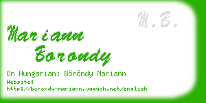 mariann borondy business card
