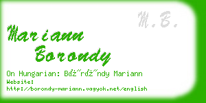 mariann borondy business card